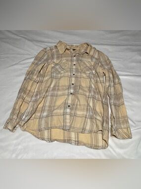 Natural Reflections Yellow and Gray Plaid Shirt